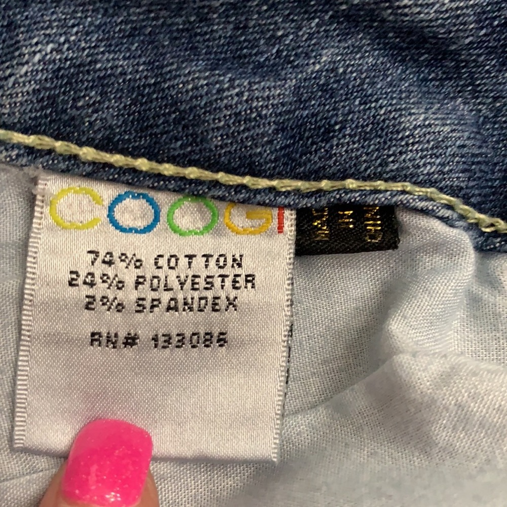 COOGI straight leg medium blue wash colorful pocket jean Size 10 - Picture 12 of 17